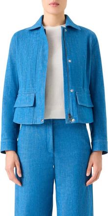 Akris Hugh Stretch Denim Cargo Jacket in Twilight at Nordstrom, Size 12