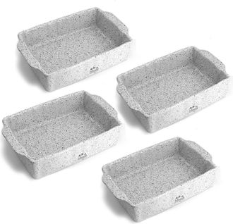 Bisetti Set of 4 small rectangular stoneware heavy duty Stonewhite baking dishes