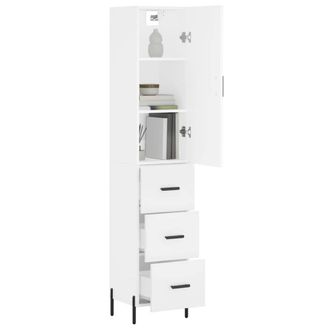 Berkfield Home Highboard White 34.5x34x180 cm Engineered Wood