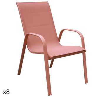 Happy Garden Lote de 8 sillas de textileno y aluminio terracota