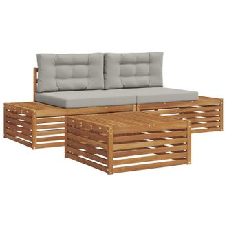 vidaXL Conjunto De Sof&aacute;s De Exterior 3 Pieza Gris Natural Y Claro Vidaxl