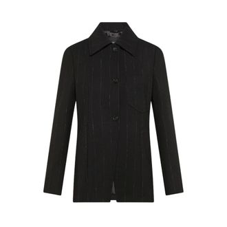 Seventy Giacca monopetto in microgessato fiammato - Dames - Jassen - Zwart - Maat: 4XL Wol