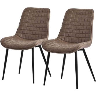 ML Design Set di 2 Sedie per Sala da Pranzo Marrone Seduta in Similpelle con Gambe in Metallo Nero Sedie da Cucina con Schienale Poltroncina da Soggiorno