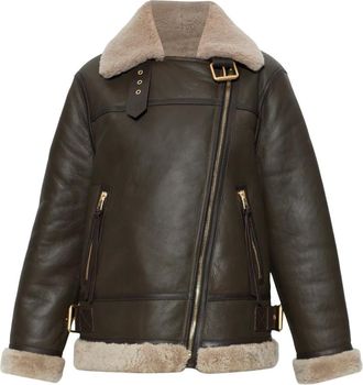AllSaints Sola Schapenvachtjas - Dames - Jassen - Bruin - Maat: S Leer