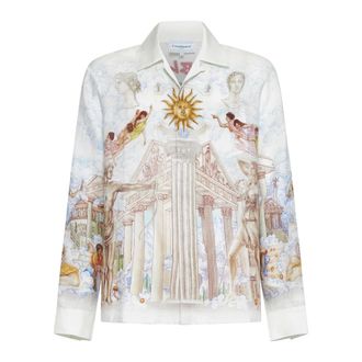 Casablanca Casual Shirts, male, Multicolor, 2XS, Le Temple du Savoir Linen Shirt