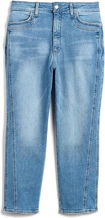 NYDJ Plus Marilyn Straight Ankle Seaming Detail Jeans Womens Clothing Port Sea : 14W 27, Cotton/Denim/Elastane