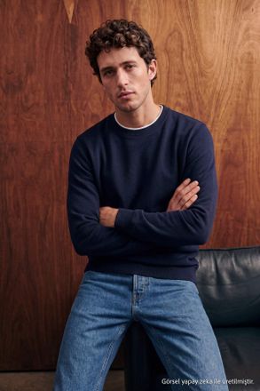 Trendyol MAN Heren Donkerblauw Effen Lang Regular fit Sweatshirts