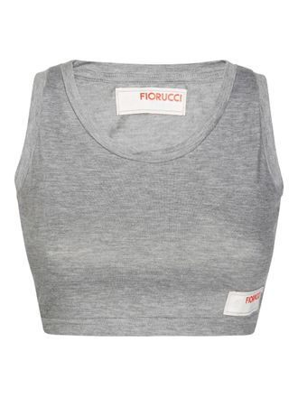 Fiorucci logo-appliqué cropped tank top - women - Fabric - S - Grey