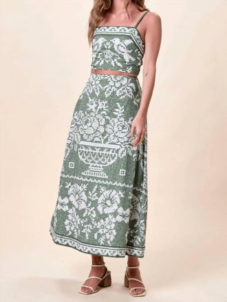 Cleobella Jasmine Ankle Midi Skirt In Verdant Flight
