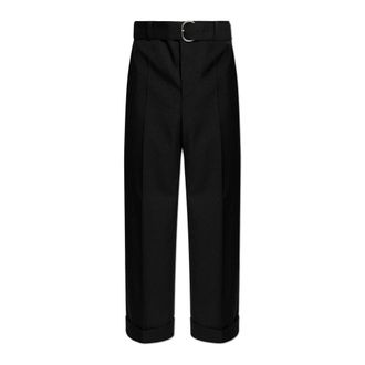 Jil Sander Broeken, Heren, Zwart, M, Polyester, Geplooide Broek
