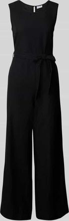 Vila Jumpsuit aus Viskose-Baumwoll-Mix mit Leinen-Anteil in Black, Größe 34
