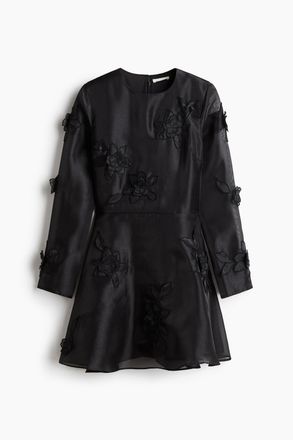 H&M Organzakleid mit Applikationen - Schwarz