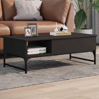 vidaXL Vidaxl - Mesa De Centro De Madera Ingenier&iacute;a Y Metal Negro 100x50x35 Cm