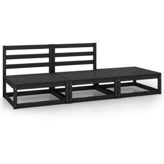 vidaXL Vidaxl - Set Divani da Giardino 3 pz Nero in Legno Massello di Pino