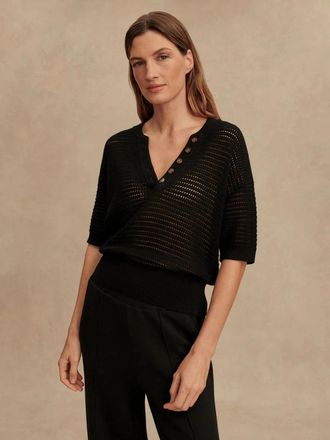 Varley Varley Callie Top Womens Black Knit Oversized Dropped Shoulder GBO1397