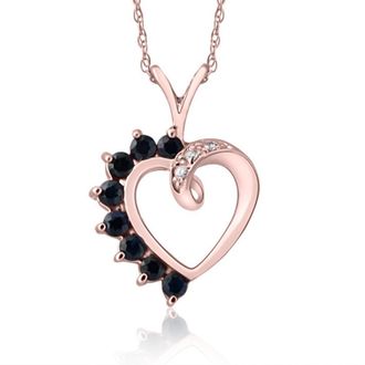 Pompeii3 5/8ct Blue Sapphire & Diamond Heart Pendant 14k White, Rose, or Yellow Gold 1