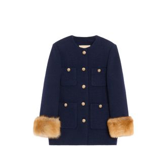 Valentino Caban In Plain Wool Tweed