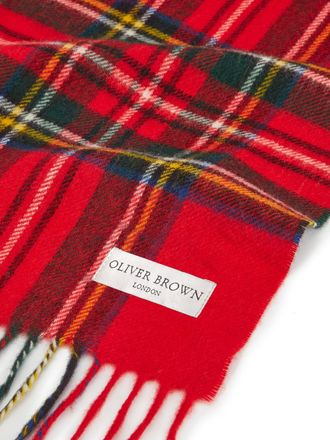 Oliver Brown Merino Wool Check Scarf - Red Tartan