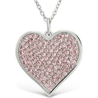 Sterling Forever 14k Gold Plated Cubic Zirconia Heart Pendant Necklace in Silver at Nordstrom
