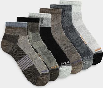 Merrell Mens Colour-block padded ankle socks 6-pack