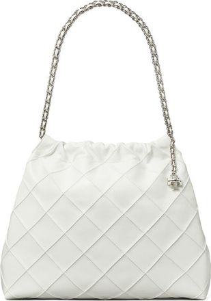 Tory Burch Fleming Distressed Quilted Leather Hobo Bag in Blanc at Nordstrom