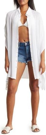Boho Me Sharkbite Button-Up Coverup in White at Nordstrom Rack, Size X-Small