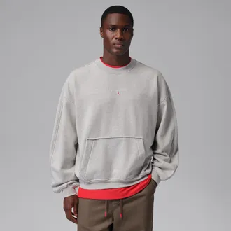 Nike Jordan Mens Jordan Flight Fleece Crew-Neck Sweatshirt in Grey | IW6368-050