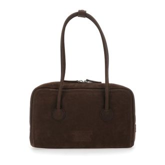 Marge Sherwood Shoulder Bag Soft Boston Small With Logo Lettering On The Front Brown Leather For Women Cow