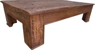 Wanderlust Deco Mesa De Centro De Madera Acabado Artesanal Marr&oacute;n 148x82x37 Cm