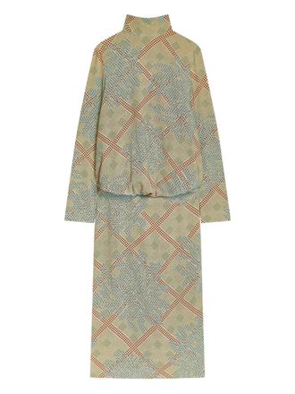 Dries Van Noten printed high-neck dress - women - Viscose - 38 - Green