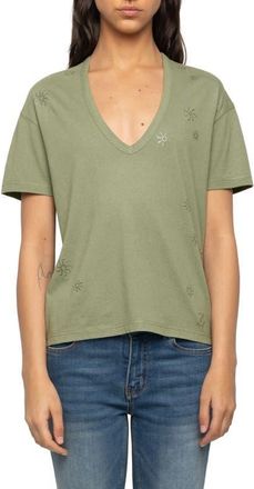 Zadig&Voltaire Marta Embellished Tee in Tea at Nordstrom, Size X-Small