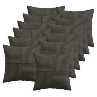 vidaXL Funda De Almohada 12 Pcs Almelo Gris Antracita 40 X 40 Cm Pana Vidaxl