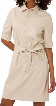 Esqualo Super Soft Vegan Leather Dress In Light Sand