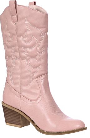 Charles Albert Womens Embroidered Modern Western Cowboy Boot, Blush, 5 UK