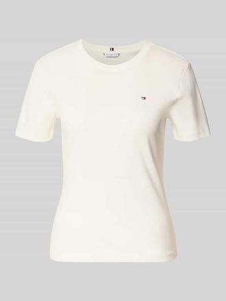 Tommy Hilfiger Slim Fit T-Shirt aus reiner Baumwolle in Ecru, Gr&ouml;&szlig;e XL