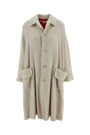 Comme Des Gar&ccedil;ons Off-White Flared Oversized Wool-Blend Long Coat