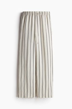 H&M Hose aus Leinenmix - Hellbeige/Gestreift