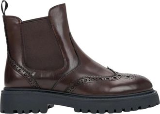 Estro & Luminara Geperforeerde Chelsea Laarzen - Dames - Schoenen - Bruin - Maat: 39 EU Leer