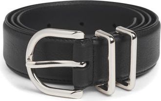Favorite Daughter The Fancy Juni Leather Belt in Black/polished Nickel at Nordstrom, Size X-Small
