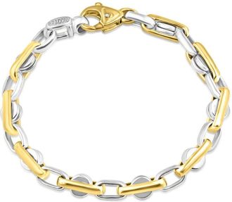 Pompeii3 Mens Solid 14k Gold (grams) or Platinum (5gram) Two Tone 7.5mm Bracelet 8.5