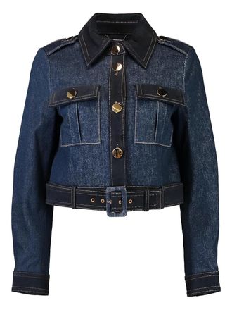 Christy Lynn Kalita belted pocket jacket - women - Cotton - S - Blue
