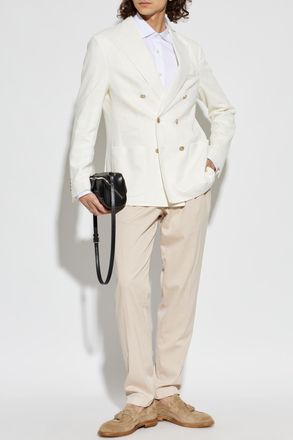 Eleventy Double-breasted Blazer, Mens, Cream