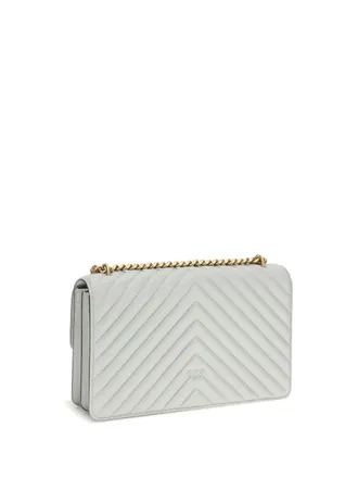 Pinko Womens Shoulder Bag Love One Classic Pearl Grey Grey-Antique Gold Calf Leather (bos Taurus) Grey/antique
