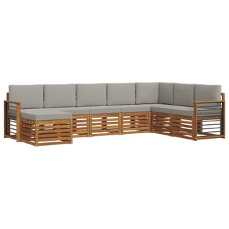 vidaXL Conjunto De Sof&aacute;s De Exterior 8 Pcs Gris Natural Y Claro Vidaxl