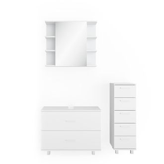 Vicco Conjunto De Muebles De Ba&ntilde;o Ilias, Blanco, 3 Piezas, Con Mueble Alto