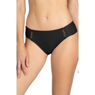 Robin Piccone Amy Side Tab Bikini Bottoms in Licorice at Nordstrom, Size X-Small
