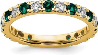Diamond2Deal 14k Yellow Gold Lab Grown Diamond & Alexandrite Eternity Wedding Band Ring 0.85Ct Clarity- VS Color- G-H