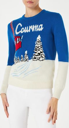 MC2 Saint Barth Woman Sweater With Courma Vintage Postcard Print