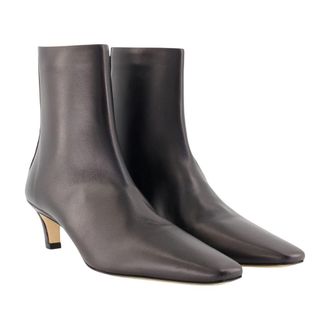 Toteme Mid-Heel Calfskin Ankle Boot - Black