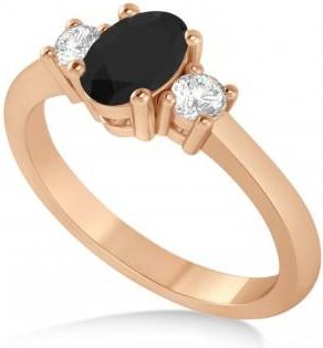 Allurez Oval Black & White Diamond Three-Stone Engagement Ring 14k Rose Gold (1.20ct)